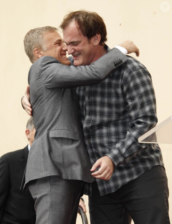 Quentin Tarantino, Christoph Waltz - Christoph Waltz reçoit son étoile sur le Walk of Fame à Hollywood, le 1er décembre 2014.