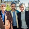  Exclusif - Jean-Paul Belmondo, son fils Paul et le producteur Cyril Viguier fêtent la concrétisation du documentaire qui va être tourné pour TF1 sur Jean-Paul Belmondo le 20 mars 2014 