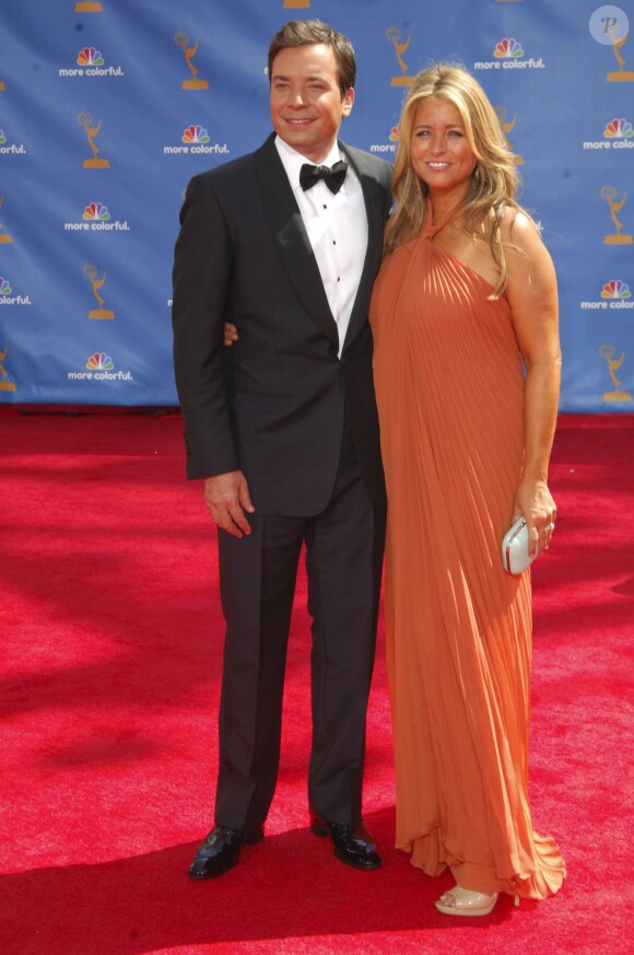Jimmy Fallon et son épouse Nancy avec leur aînée Winnie Rose à Los Angeles, le 29 août 2010. 