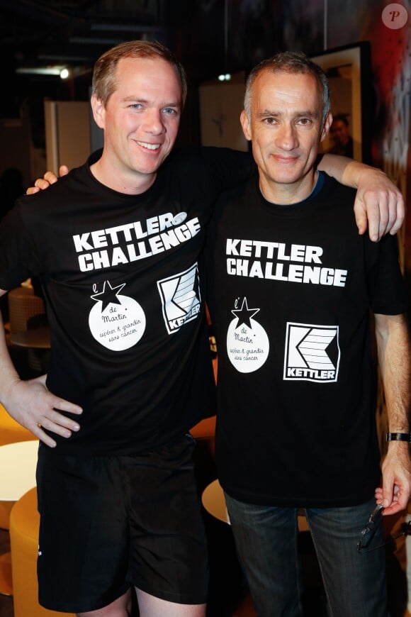 Julien Arnaud, Gilles Bouleau lors du Kettler Challenge au profit de l'association "L'étoile de Martin" à l'hôtel Molitor à Paris, le 1er décembre 2014