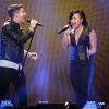 Nick Jonas et Demi Lovato prestent lors du KIIS FM's Jingle Ball 2014 au Staples Center. Los Angeles, le 5 décembre 2014.