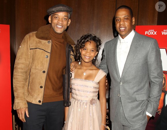 Will Smith, Quveznhané Wallis et Jay-Z à la première du film "Annie'" à New York, le 7 décembre 2014.