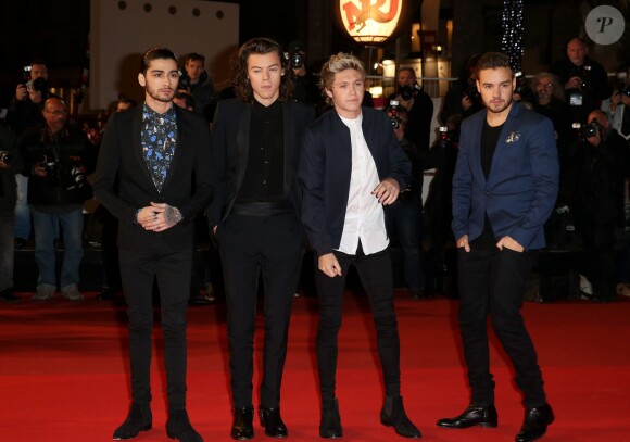 One Direction (Zayn Malik, Harry Styles, Niall Horan et Liam Payne), sur le tapis rouge de la 16e édition des NRJ Music Awards à Cannes, le samedi 13 décembre 2014.