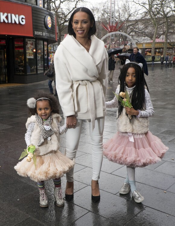 Mel B et ses filles Angel et Madison à Londres, le 7 décembre 2014.
