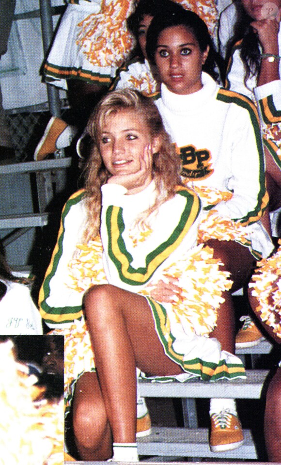 Cameron Diaz pom-pom girl en 1988 à la Long Beach Polytechnic High School, Long Beach, Los Angeles.