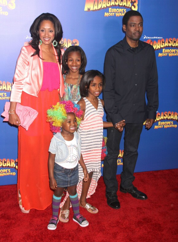 Chris Rock à la première du film Madagascar 3 le 7 juin 2012 avec sa femme et ses enfants