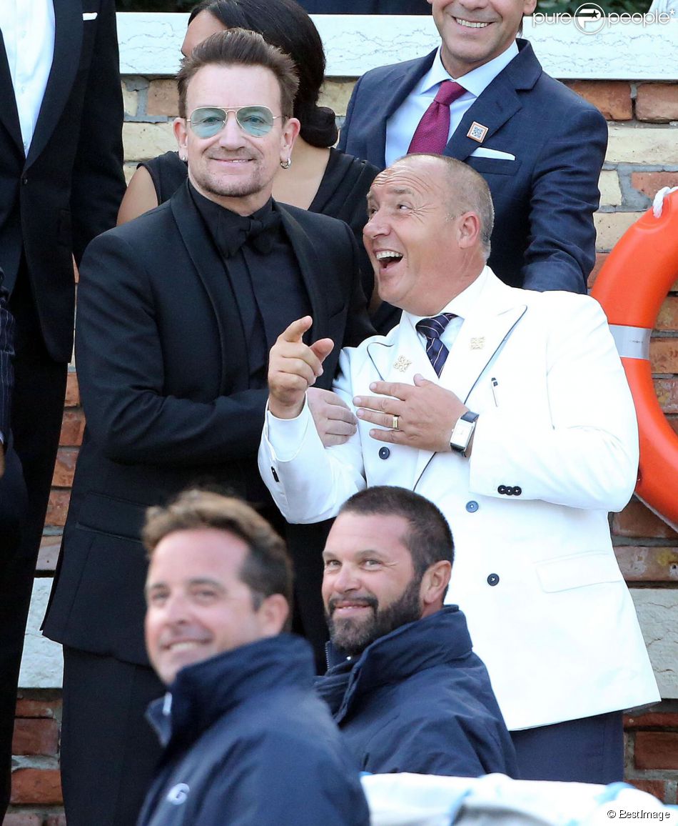  Bono - George Clooney et ses invit&amp;eacute;s se rendent &amp;agrave; son mariage avec Amal Alamuddin &amp;agrave; Venise, le 27 septembre 2014. 