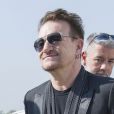  Bono et sa femme Ali Hewson quittent Venise, le 29 septembre 2014 apr&egrave;s avoir assist&eacute; ce week-end au mariage de George Clooney et sa femme Amal Alamuddin. 
