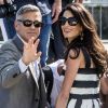 George Clooney et Amal Alamuddin arrivent à Venise le 26 septembre 2014. 