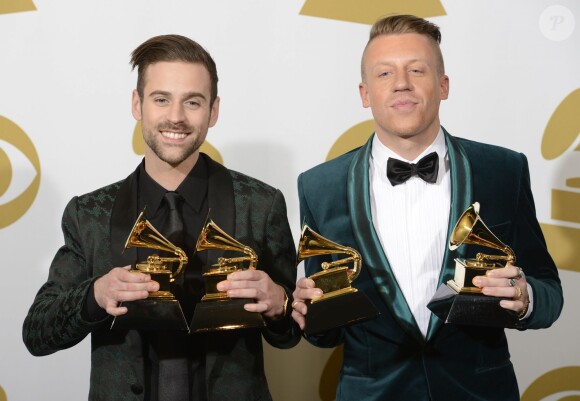 Macklemore et Ryan Lewis lors des Grammy Awards lors des 56e Grammy Awards au Staples Center de Los Angeles, le 26 janvier 2014