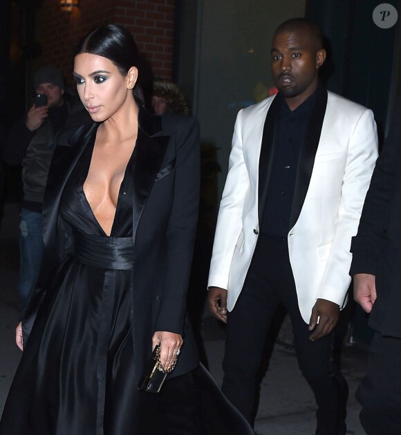 Kim Kardashian et son mari Kanye West vont dîner au restaurant à New York, le 8 janvier 2015.