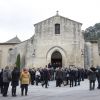Obsèques de Claude Chamboisier alias Framboisier, membre du groupe "Les Musclés" en l'église de Robion, le 12 janvier 2015, en présence également de Dominique de Lacoste (une des Vamps)