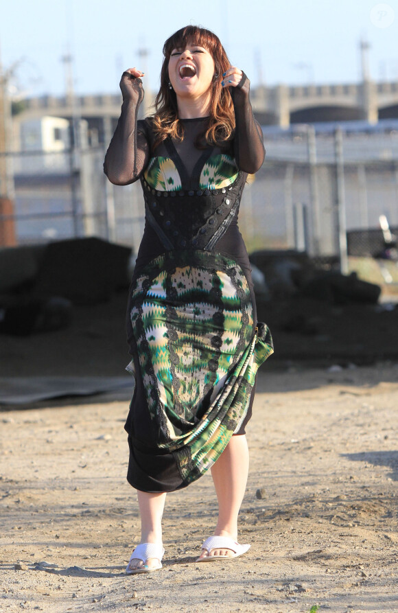 Kelly Clarkson tourne un nouveau clip à Los Angeles le 28 avril 2012 