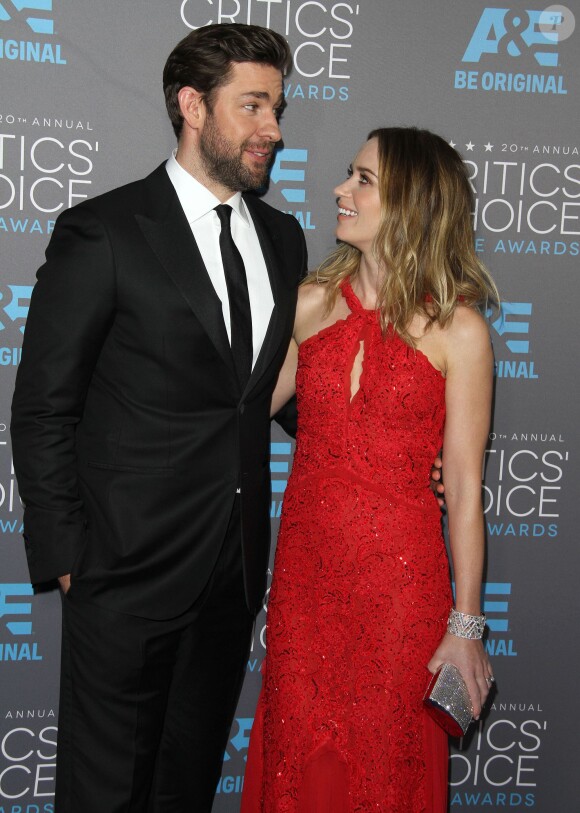 Emily Blunt et son mari John Krasinski lors des Critics' Choice Movie Awards à Los Angeles le 15 janvier 2015