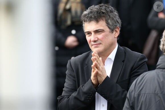 Patrick Pelloux - Obsèques du dessinateur Charb (Stéphane Charbonnier) au parc des expositions à Pontoise (Val-d'Oise), le 16 janvier 2015. Il fait partie des 12 personnes tuées lors de l'attaque terroriste au siège de Charlie Hebdo, le 7 janvier 2015.