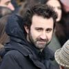 Mathieu Madénian - Sorties des obsèques du dessinateur Charb (Stéphane Charbonnier) au parc des expositions à Pontoise (Val-d'Oise), le 16 janvier 2015. Il fait partie des 12 personnes tuées lors de l'attaque terroriste au siège de Charlie Hebdo, le 7 janvier 2015.