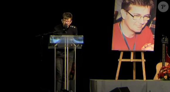 Discours de Luz lors des obsèques en hommage à Stéphane Charbonnier, dit Charb, décédé le 7 janvier lors du massacre de Charlie Hebdo. Pointoise, le 16 janvier 2015.
