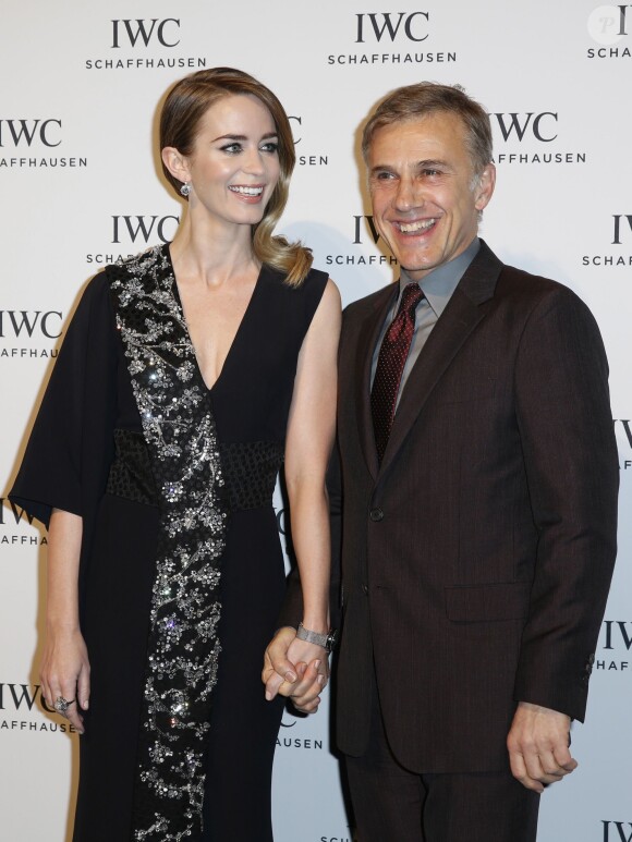 Emily Blunt et Christoph Waltz assistent à la soirée IWC Schaffhausen lors du Salon International de la Haute Horlogerie (SIHH) à Genève. Le 20 janvier 2015.