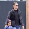 Exclusif - Cristiano Ronaldo (Real Madrid) est allé chercher son fils Cristiano Ronaldo Jr. à l'école à Madrid, le 21 janvier 2015.