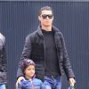 Exclusif - Cristiano Ronaldo est allé chercher son fils Cristiano Ronaldo Jr. à l'école à Madrid, le 21 janvier 2015.