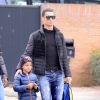 Exclusif - Le footballeur du Real Madrid Cristiano Ronaldo est allé chercher son fils Cristiano Ronaldo Jr. à l'école à Madrid, le 21 janvier 2015.