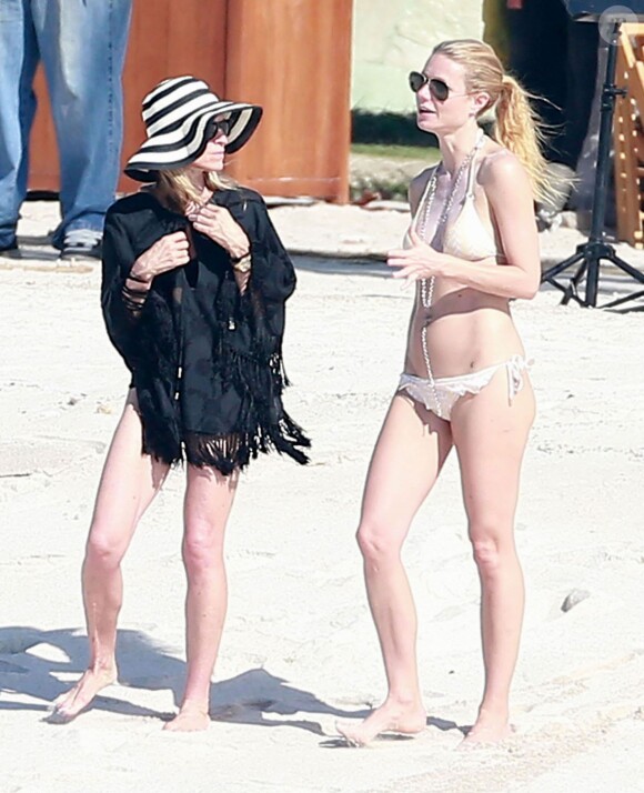 Exclusif - Gwyneth Paltrow en vacances sur la plage de Cabo San Lucas au Mexique le 17 janvier 2015. Gwyneth est avec son amie Crystal Lourd qui va fêter son anniversaire. 