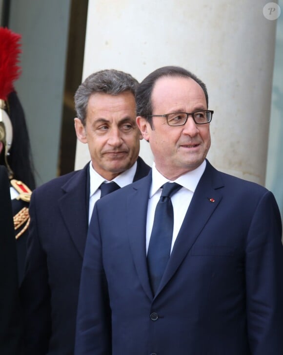 Nicolas Sarkozy et François Hollande, à Paris le 11 janvier 2015.