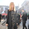Zahia Dehar arrive au théâtre La Scala pour assister au défilé Dolce & Gabbana Alta Moda printemps-été 2015. Milan, le 30 janvier 2015.