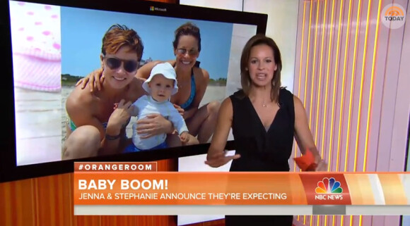 L'animatrice Jenna Wolfe annonce sa deuxième grossesse dans le Today Show (NBC) du vendredi 22 août 2014.
