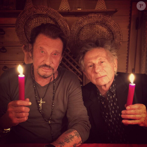 Johnny Hallyday et Roman Polanski. Retrouvailles à Gstaad, décembre 2014.