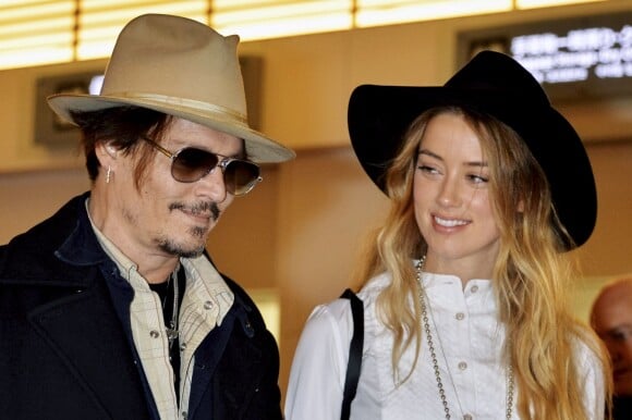 Johnny Depp et Amber Heard à Tokyo le 26 janvier 2015
