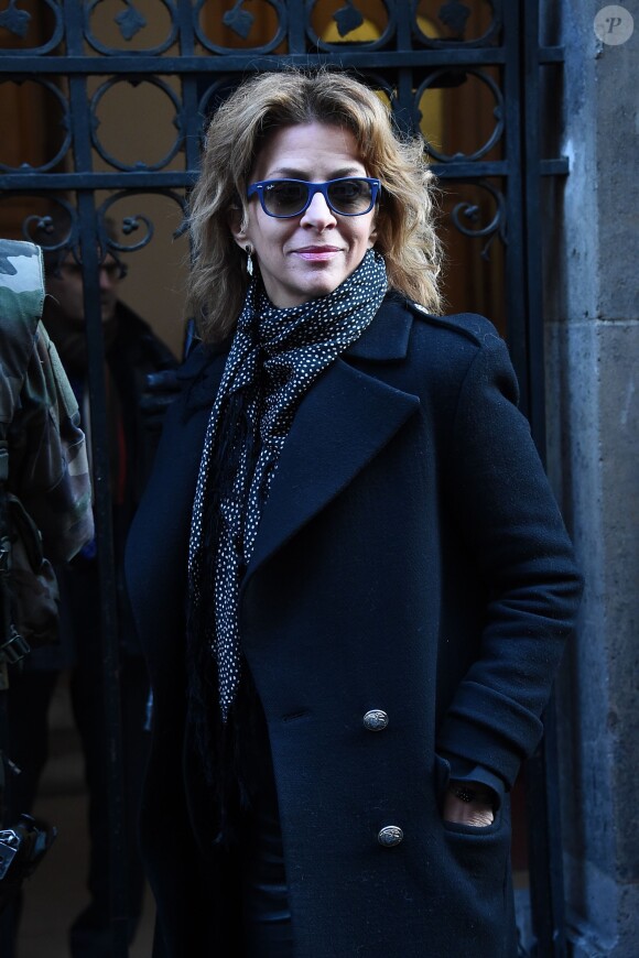 Corinne Touzet à la cérémonie pour Roger Hanin à la Synagogue Buffault, Paris, le 12 février 2015.
