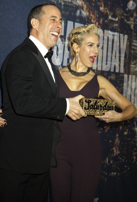 Jerry Seinfeld et sa femme Jessica Seinfeld - Gala d'anniversaire des 40 ans de Saturday Night Live (SNL) à New York, le 15 février 2015.