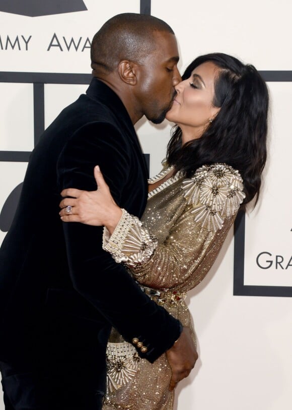 Kanye West et Kim Kardashian aux 57e Grammy Awards au Staples Center. Los Angeles, le 8 février 2015.