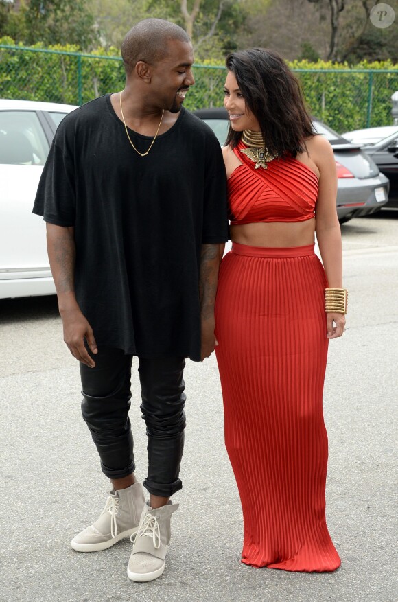 Kanye West et Kim Kardashian au brunch pré-Grammy Awards du label Rocnation. Beverly Hills, le 7 février 2015.