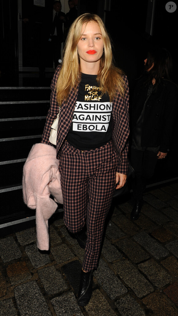 Georgia May Jagger - People à la sortie du défilé caritatif "Fashion For Relief" prêt-à-porter collection Automne/Hiver 2015 lors de la Fashion Week à Londres, le 19 février 2015.