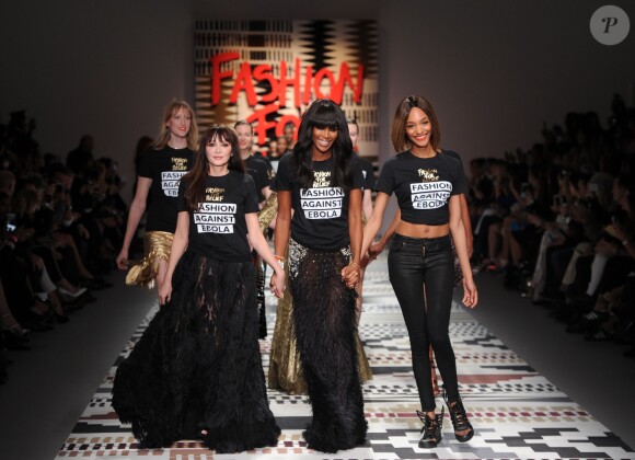Naomi Campbell, Jourdan Dunn et Annabelle Neilson - Défilé "Fashion For Relief" à Londres, le 19 février 2015.