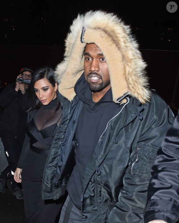 Kim Kardashian et son mari Kanye West vont dîner au restaurant pour la Saint-Valentin à New York, le 14 février 2015.  