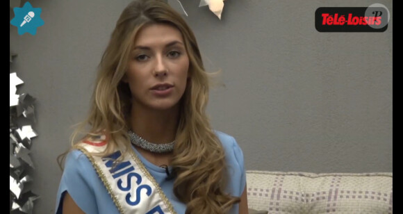 La jolie Miss France 2015 Camille Cerf répond aux questions de Malika Ménard pour Télé-Loisirs, en février 2015