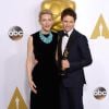 Cate Blanchett et Eddie Redmayne - Press Room lors de la 87e cérémonie des Oscars à Hollywood, le 22 février 2015.