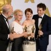J.K. Simmons, Patricia Arquette, Julianne Moore et Eddie Redmayne - Press Room lors de la 87ème cérémonie des Oscars à Hollywood, le 22 février 2015.