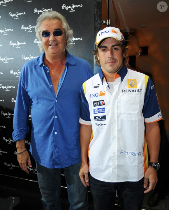 Fernando Alonso et Flavio Briatore à Milan, le 1 septembre 2008.