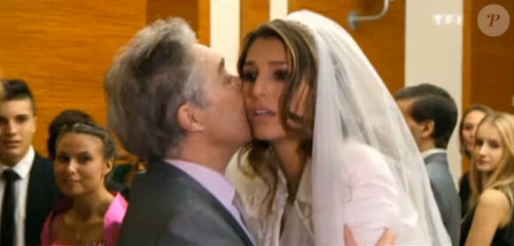 Laury Thilleman et son faux père dans Stars sous hypnose, le 27 février 2015 sur TF1.