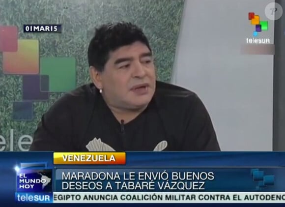 Diego Maradona dans son émission télé "De Zurda" le 1er mars 2015.