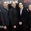 Todd A. Kessler, Glenn Kessler, Daniel Zelman et Cindy Holland sur le tapis rouge de la première diffusion de la série Bloodline (Netflix) au SVA Theater de New York le 3 mars 2015