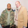Kanye West et Dirk Standen (rédacteur en chef de Style.com) au showroom des prétendants au LVMH Prize, avenue Montaigne. Paris, le 4 mars 2015.