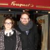 Exclusif - Marilou Berry et son compagnon Arnaud Schneider - Marilou Berry et son compagnon Arnaud Schneider dînent au Fouquet's à Paris le 4 mars 2015.