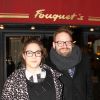 Exclusif - Marilou Berry et son compagnon Arnaud Schneider - Marilou Berry et son compagnon Arnaud Schneider dînent au Fouquet's à Paris le 4 mars 2015.