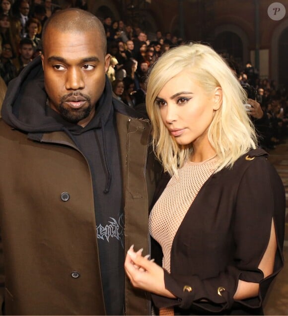 Kanye West et sa femme Kim Kardashian - People au défile de mode Lanvin collection Automne-Hiver 2015-2016 lors de la fashion week à Paris, le 5 mars 2015.