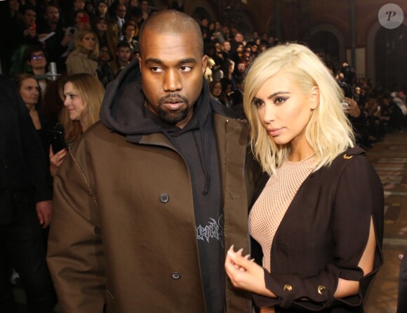 Kanye West et sa femme Kim Kardashian - People au défile de mode Lanvin collection Automne-Hiver 2015-2016 lors de la fashion week à Paris, le 5 mars 2015.